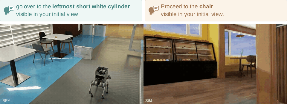 ScaleNav navigating a quadruped robot toward the instructed target